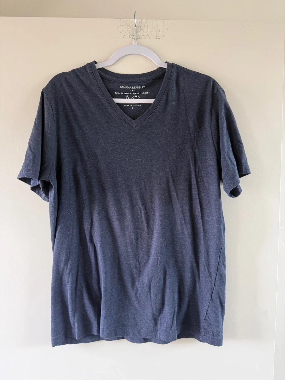 Banana Republic Men's V-Neck Tee Trio - Red, Light Blue, Navy